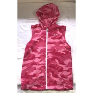 Cabelas Vest Camouflage Fleece Pink Camo Hood Youth Girls Size m